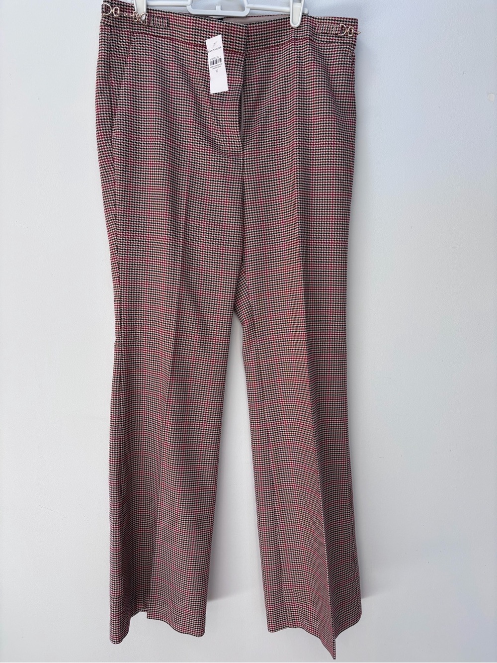 Ann Taylor Women's Micro-Check Dress Pants in Red and Black
